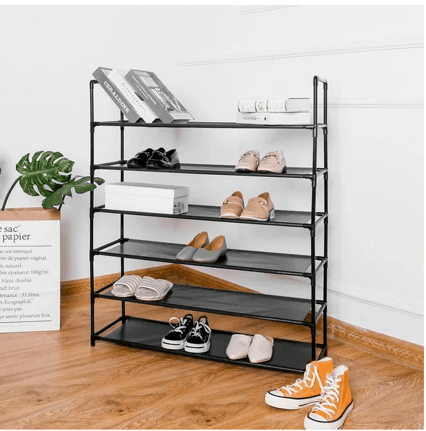 6-Tier Shoe Rack 30-Pair Shoes Storage Organizer Stackable Entryway Shoes Shelf, Black