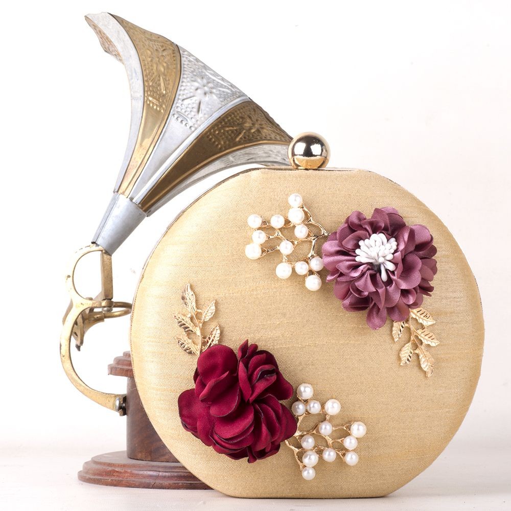 Round Shape Flower Clutches Bags