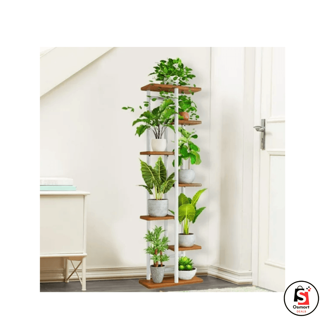 Osmartdeals | 7-Shelf Flower Stand Plant Display for Indoors and Outdoors, Metal, White